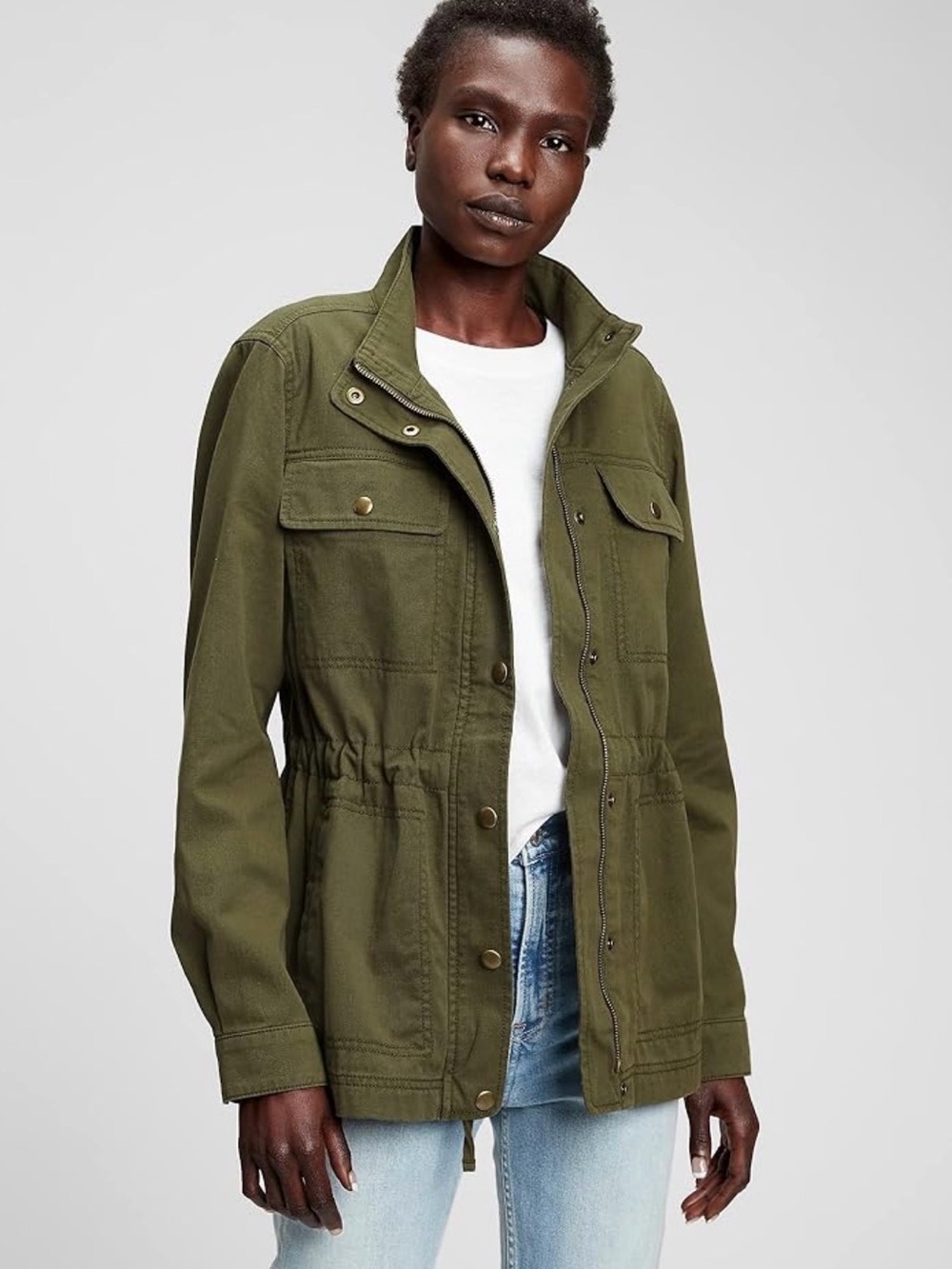 GAP Olive Green Cinched-Waist Military Field Jacket